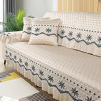 Summer Sofa Cushion, Universal L-Shaped Non-Slip Cover, Solid Color Simple Modern Backrest Towel