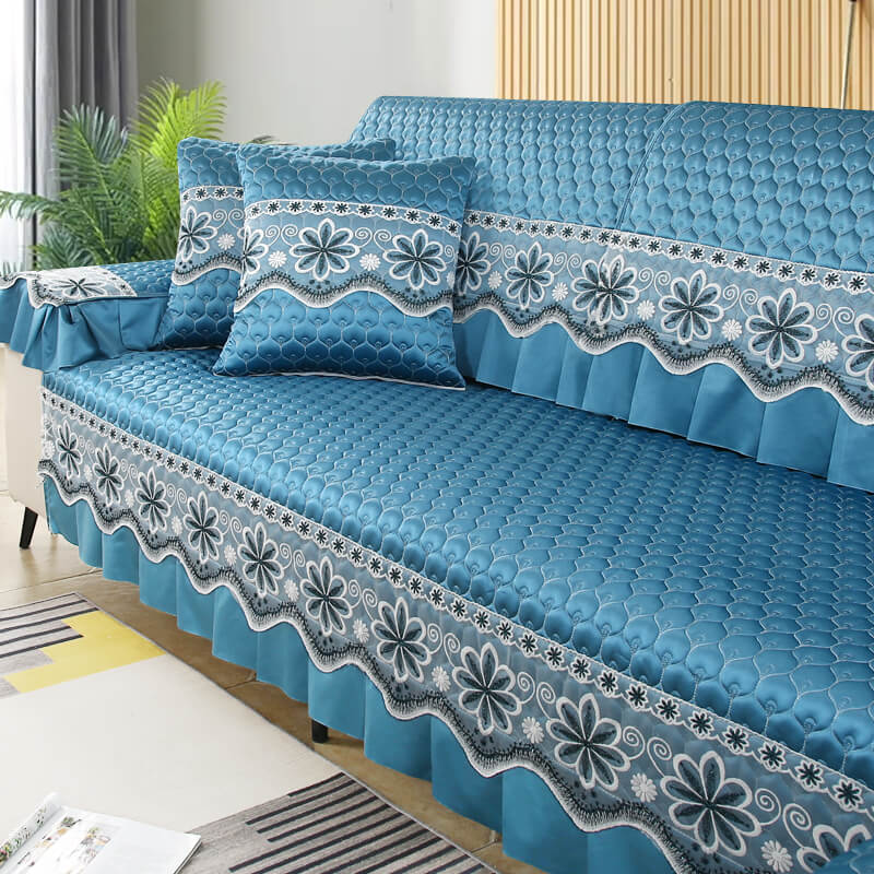 Summer Sofa Cushion, Universal L-Shaped Non-Slip Cover, Solid Color Simple Modern Backrest Towel