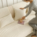Cream White Ins Style Plush Sofa Cushion, Crystal Velvet Four-Grade Sofa Cover Cloth