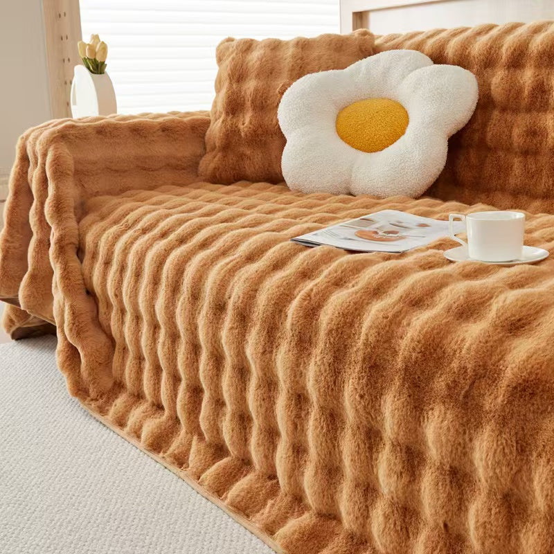 Cilinea Plush Cream Style Sofa Cover