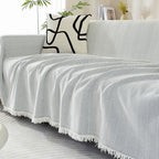 Chenille Herringbone Tassel Blanket Sofa Cover