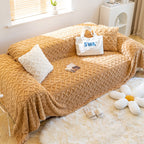 Cream Style Jacquard Velvet Sofa Cover – Dustproof, Elastic & Washable
