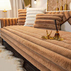 Rabbit Plush Sofa Cushion, Thickened Non-Slip L-Shaped Sofa Cover, Universal Towel Protector