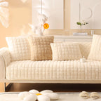Plush Thickened Non-Slip Sofa Cushion, Four-Season Universal L-Shaped Cover, Rabbit Plush Light Luxury Style