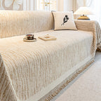 Cream Chenille Textured Anti-Scratch Pet-Friendly Couch Throw Cover