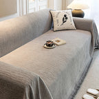 Cream Chenille Textured Anti-Scratch Pet-Friendly Couch Throw Cover