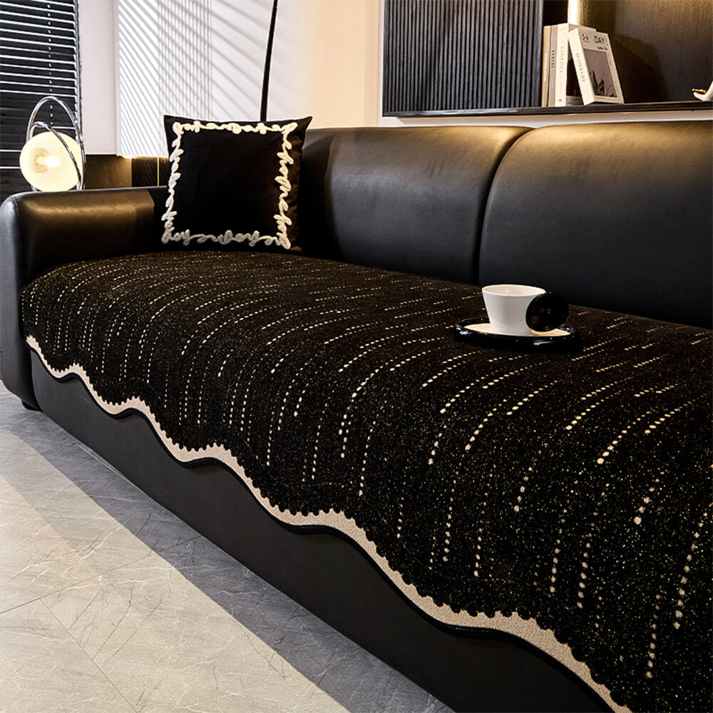 Trendy Chenille Anti-Scratch Elegant Wavy Shaped Couch Cover