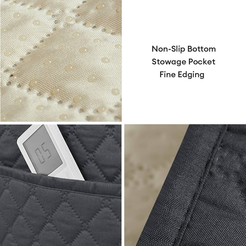 Waterproof Quilted Sofa Armrest Cover with Pockets – Couch Protector for Living Room Furniture