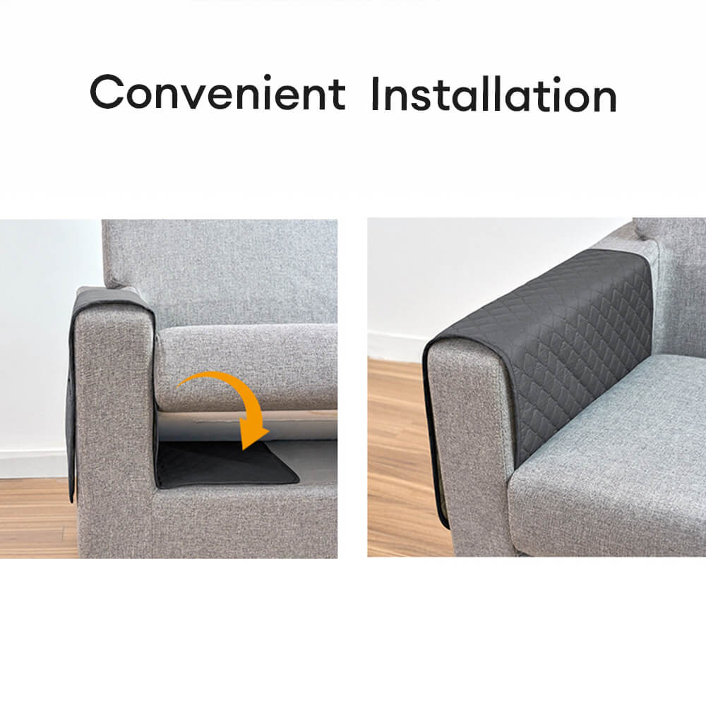 Waterproof Quilted Sofa Armrest Cover with Pockets – Couch Protector for Living Room Furniture