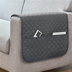 Waterproof Quilted Sofa Armrest Cover with Pockets – Couch Protector for Living Room Furniture