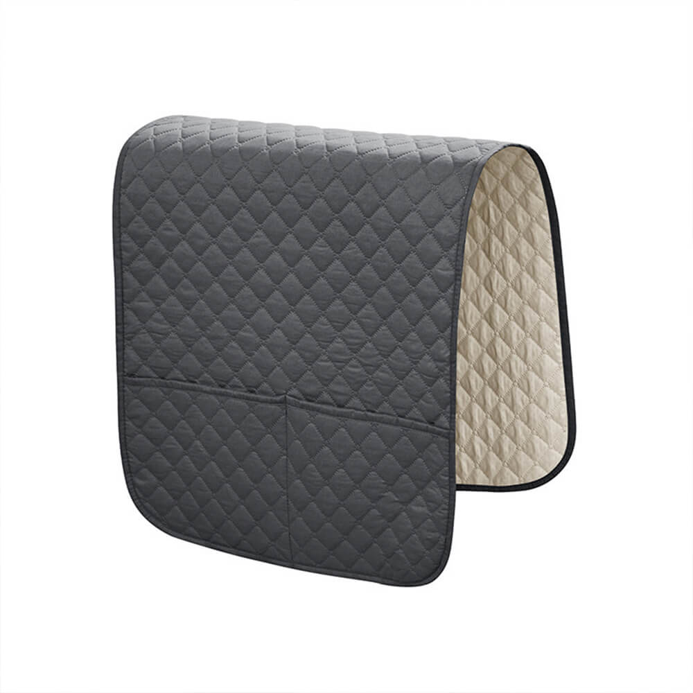 Waterproof Quilted Sofa Armrest Cover with Pockets – Couch Protector for Living Room Furniture