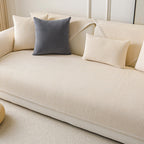 Modern Cream Vertical Stripes Fleece All-Season Sofa Cover