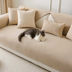 Modern Cream Vertical Stripes Fleece All-Season Sofa Cover