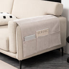Chenille Anti-Scratch Sofa Armrest Cover with Magazine Holder, Comfortable Couch Protector for Living Room Furniture