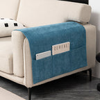 Chenille Anti-Scratch Sofa Armrest Cover with Magazine Holder, Comfortable Couch Protector for Living Room Furniture