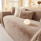 Luxury Skin-Friendly Long Faux Fur One-Piece Sofa Protector Cover - Multi-Functional Couch Mat