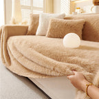 Luxury Skin-Friendly Long Faux Fur One-Piece Sofa Protector Cover - Multi-Functional Couch Mat