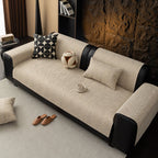 Minimalist Herringbone Weave Breathable Faux Linen All-Season Sofa Cover