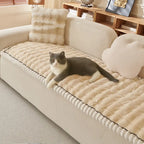 Solid-Color Fluffy Thickened Couch Cover for Sofa Decor