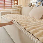 Solid-Color Fluffy Thickened Couch Cover for Sofa Decor