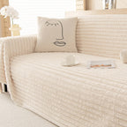 Striped Faux Rabbit Fur One-Piece Sofa Protector Cover - Multi-Functional Furniture Mat for Couch Protection