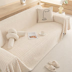 Striped Faux Rabbit Fur One-Piece Sofa Protector Cover - Multi-Functional Furniture Mat for Couch Protection
