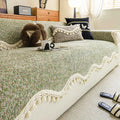Chic Chenille Bouclé Non-Slip Sofa Cover with Wavy Tassel Trim