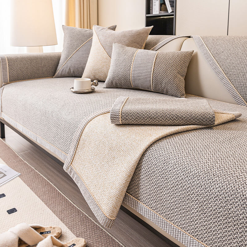 Breathable Woven Cotton Linen Non-Slip Sofa Cover