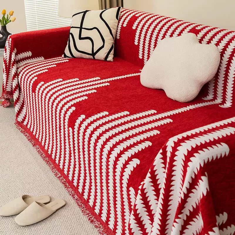 Christmas Chenille Sofa Cover – Cozy Holiday Home Decor Gift, Vintage Non-Slip, Washable & Cat-Scratch Resistant