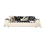 Vintage Floral Chenille Sofa Cover – 3D Tufted Couch Slipcover with Ruffle Skirt & Bows