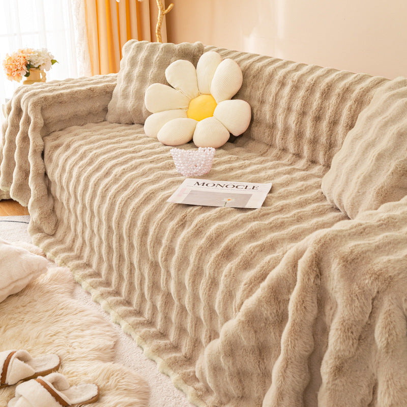 Cilinea Plush Cream Style Sofa Cover
