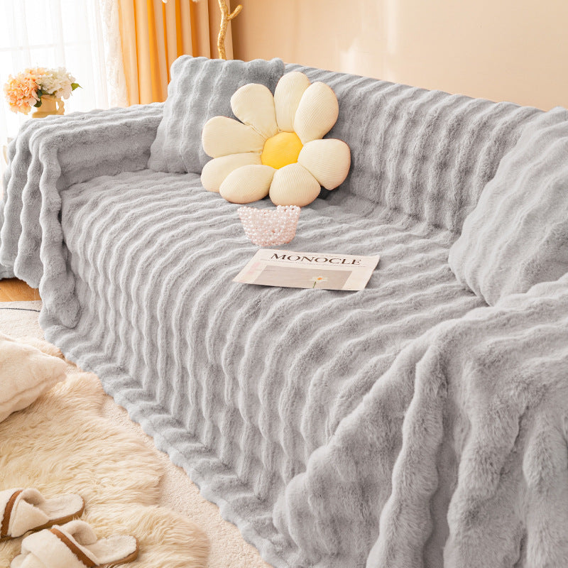 Cilinea Plush Cream Style Sofa Cover