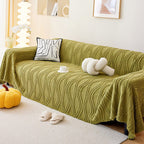 Plush Striped Sofa Protector Cover - Warm Full Coverage Furniture Mat for Couch Protection