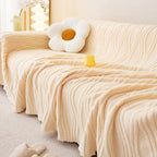 Plush Striped Sofa Protector Cover - Warm Full Coverage Furniture Mat for Couch Protection