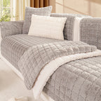 Plush Thickened Non-Slip Sofa Cushion, Four-Season Universal L-Shaped Cover, Rabbit Plush Light Luxury Style