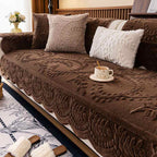 Rabbit Velvet Sofa Cushion Cover - Thickened Plush Non-Slip for Fall and Winter