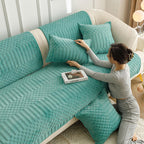 Cream White Ins Style Plush Sofa Cushion, Crystal Velvet Four-Grade Sofa Cover Cloth