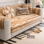 Trendy Beautiful Gradient Color Stripe Plush Sofa Cover