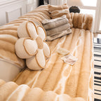 Trendy Beautiful Gradient Color Stripe Plush Sofa Cover