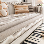 Trendy Beautiful Gradient Color Stripe Plush Sofa Cover