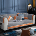 Classic Houndstooth Print Chenille Non-Slip Sofa Cover