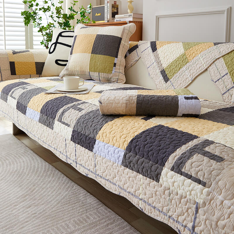 Cotton Plaid Anti-Scratch Sofa Cover