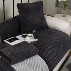 Thickened Plush Herringbone Non-Slip Sofa Cover