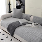 Thickened Plush Herringbone Non-Slip Sofa Cover