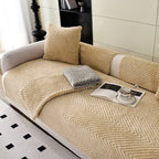 Thickened Plush Herringbone Non-Slip Sofa Cover