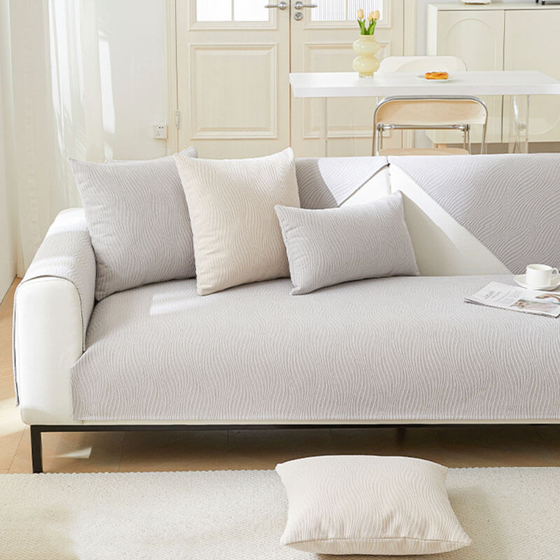 Wood Grain Texture Soft Chenille Anti-Scratch Sofa Cover