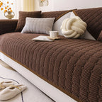 Cozy Quilted Grid Corduroy Thickened Anti-Slip Sofa Cover