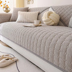 Cozy Quilted Grid Corduroy Thickened Anti-Slip Sofa Cover