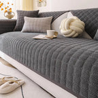 Cozy Quilted Grid Corduroy Thickened Anti-Slip Sofa Cover