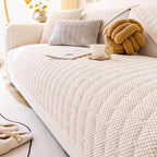 Cozy Quilted Grid Corduroy Thickened Anti-Slip Sofa Cover